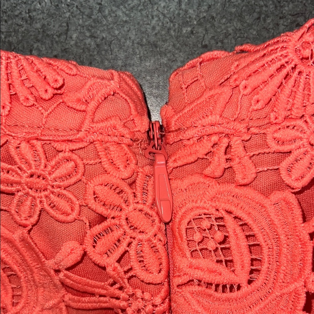 Lulu's Coral Lace Halter Mini Dress - Picture 3 of 6